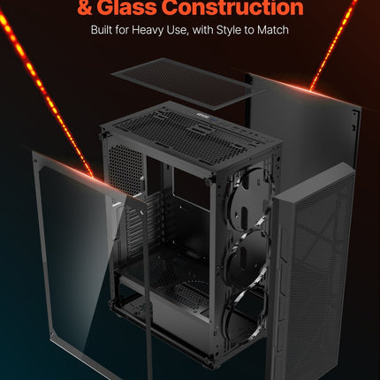 Mid-Tower PC Gaming Case + 3 X 120 Mm ARGB Fans - For ATX Motherboard