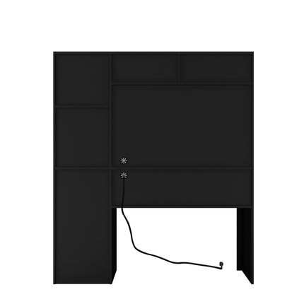 Computer Desk With Hutch & Bookshelf, Charging Plugs/Ports