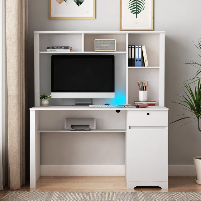Computer Desk With Hutch, Bookshelf & Charging Plugs/Ports
