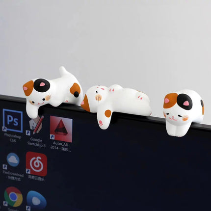 Computer Screen Cat Figurines