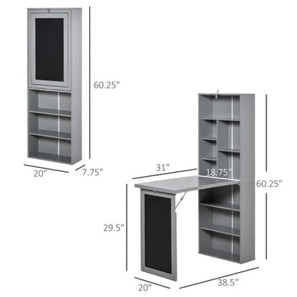 Wall Mount Desk Cabinet - Grey
