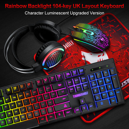 RGB Keyboard Mouse Headset Bundle