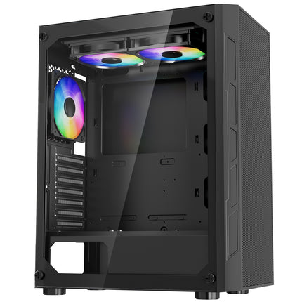 Mid-Tower PC Gaming Case + 3 X 120 Mm ARGB Fans - For ATX Motherboard