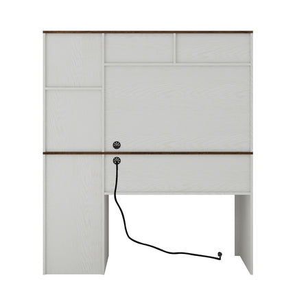 Computer Desk With Hutch & Bookshelf, Charging Plugs/Ports