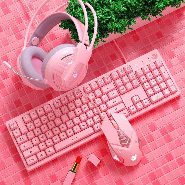 Pink Gaming Keyboard/Mouse and Headset Bundle