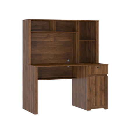 Computer Desk With Hutch & Bookshelf, Charging Plugs/Ports