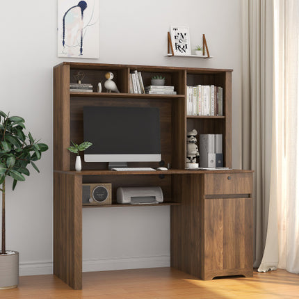 Computer Desk With Hutch & Bookshelf, Charging Plugs/Ports