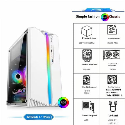 RGB Full-side Transparent Chassis PC Case only