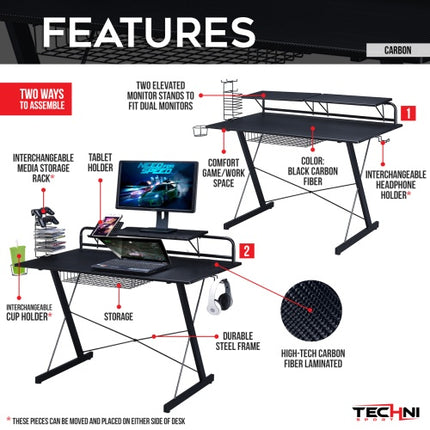 Carbon Computer Gaming Desk