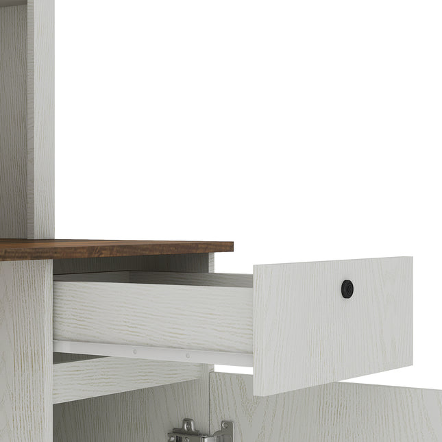 Computer Desk With Hutch & Bookshelf, Charging Plugs/Ports