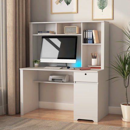 Computer Desk With Hutch, Bookshelf & Charging Plugs/Ports