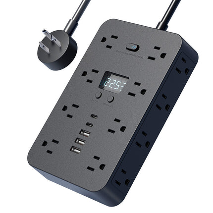 Power Strip / Surge Protector with 5 USB - 2 Type C, Digital Display and Side Ports
