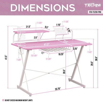 Carbon Computer Gaming Desk With Shelving