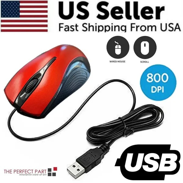 USB 2.0 Optical Wired Mouse For PC, Laptop, Notebook, Desktop
