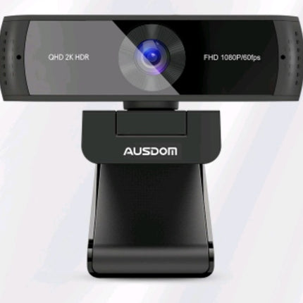 Black USB webcam with "QHD 2K HDR" and "FHD 1080P/60fps" labels, and "AUSDOM" logo.