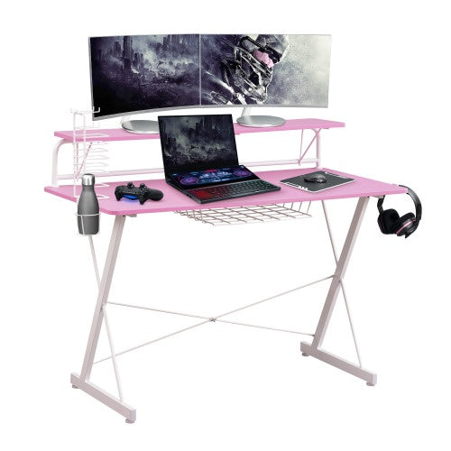 Carbon Computer Gaming Desk With Shelving