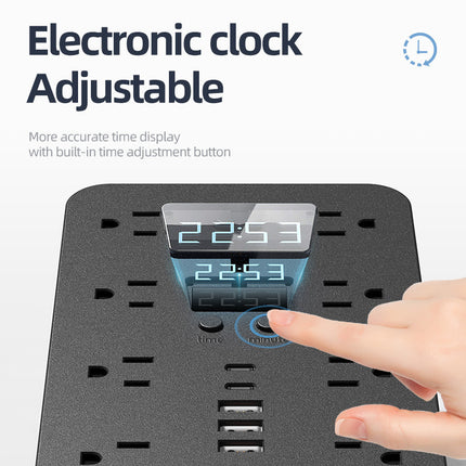 Power Strip / Surge Protector with 5 USB - 2 Type C, Digital Display and Side Ports