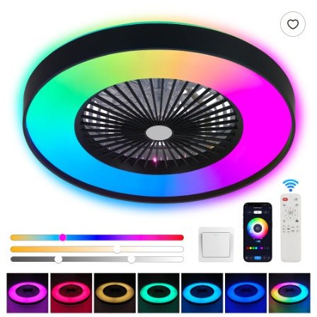 Gamers Crate 23" Black RGB LED Ceiling Fan Light with Remote & App Control - Gamers Crate