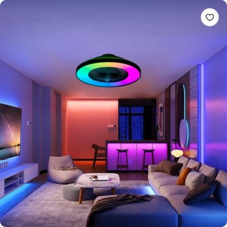 Gamers Crate 23" Black RGB LED Ceiling Fan Light with Remote & App Control - Gamers Crate