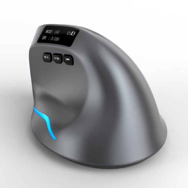 Gamers Crate Bluetooth Wireless Vertical Mouse – Gray, Dual - Mode Grip - Gamers Crate