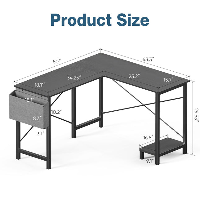 Gamers Crate L - Shaped Computer Gaming Desk – 49 - inch Corner Office Table - Gamers Crate