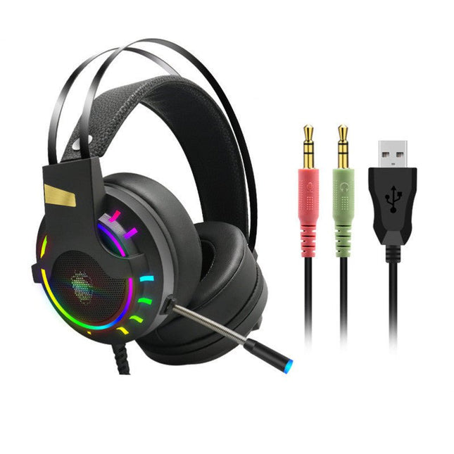 Gamers Crate Wired RGB Gaming Headset – Over - Ear PC Headphones with Mic - Gamers Crate