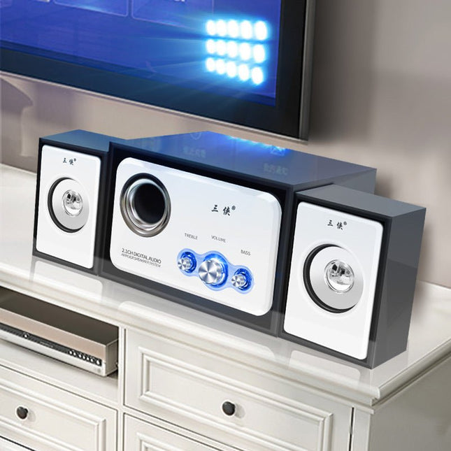 GamersCrate 2.1 Channel Bluetooth Computer Speaker – Wood, SD Card Playback - Gamers Crate