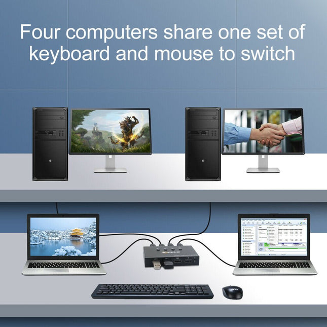 GamersCrate 4 - Port USB 2.0 Sharing Switch – KVM Hub for Multiple Computers - Gamers Crate