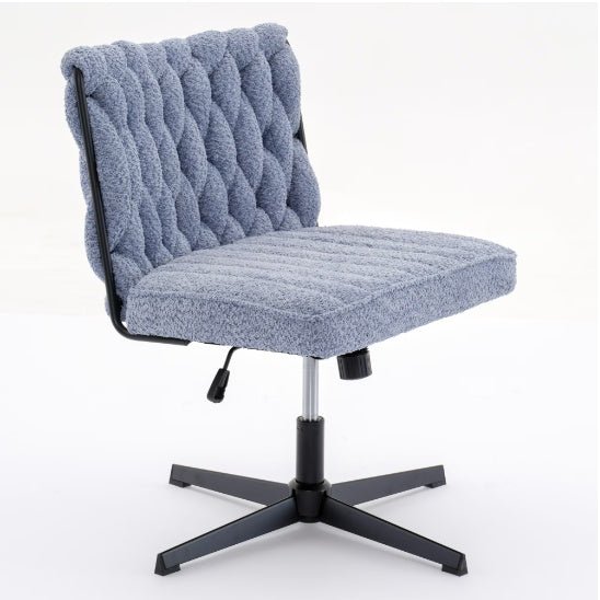 GamersCrate Armless Office Desk Chair – Blue Fabric, No Wheels, Swivel - Gamers Crate