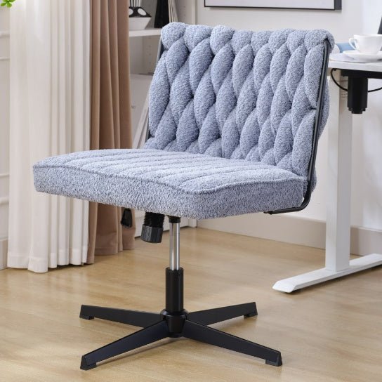 GamersCrate Armless Office Desk Chair – Blue Fabric, No Wheels, Swivel - Gamers Crate