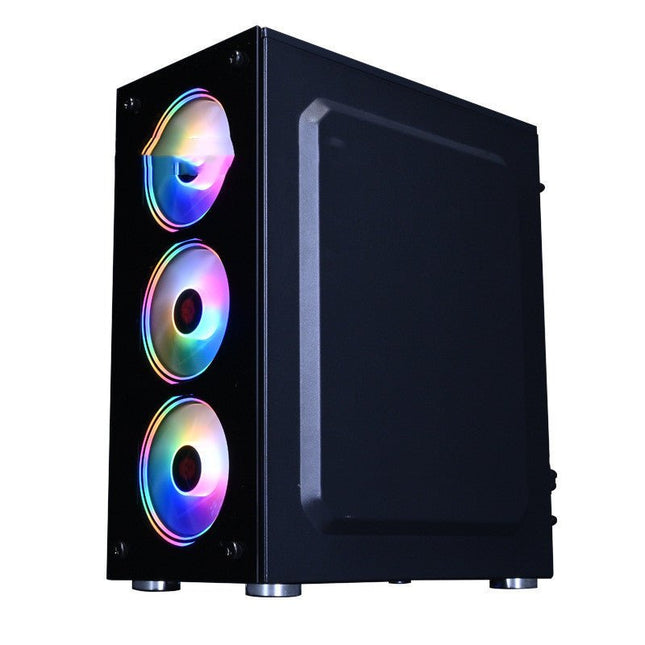 GamersCrate ATX PC Case – Double - Sided Tempered Glass – Black Desktop Tower - Gamers Crate