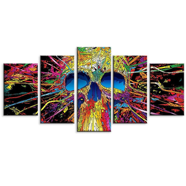 GamersCrate Colored Skull Inkjet Canvas Art – Multi - Panel Gaming Room Decor - Gamers Crate