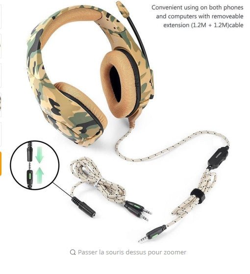 GamersCrate K1 - B Camo Gaming Headset – Wired Over - Ear with Mic for PS4/PC - Gamers Crate
