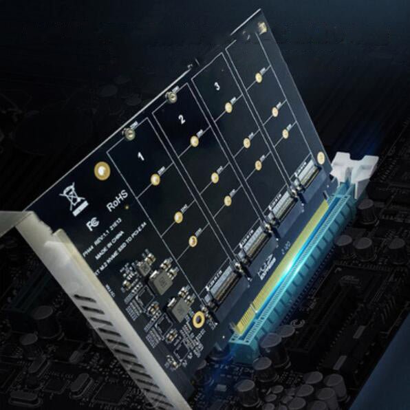GamersCrate PCIe X16 4 - Disk NVMe SSD Expansion Card – 32Gbps Splitter - Gamers Crate