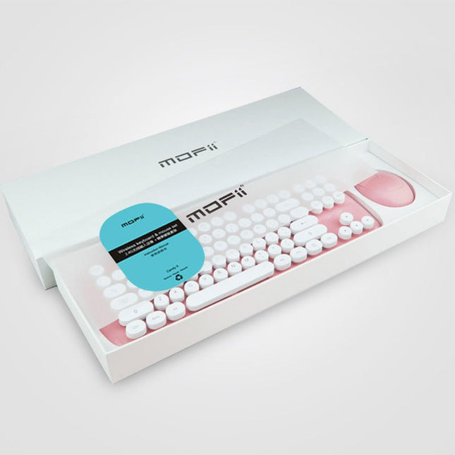 GamersCrate Retro Wireless Keyboard & Mouse Set – Girls Color, Waterproof - Gamers Crate