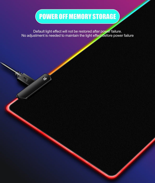 GamersCrate RGB Gaming Mouse Pad – Large Black LED Desk Mat with USB Hub - Gamers Crate