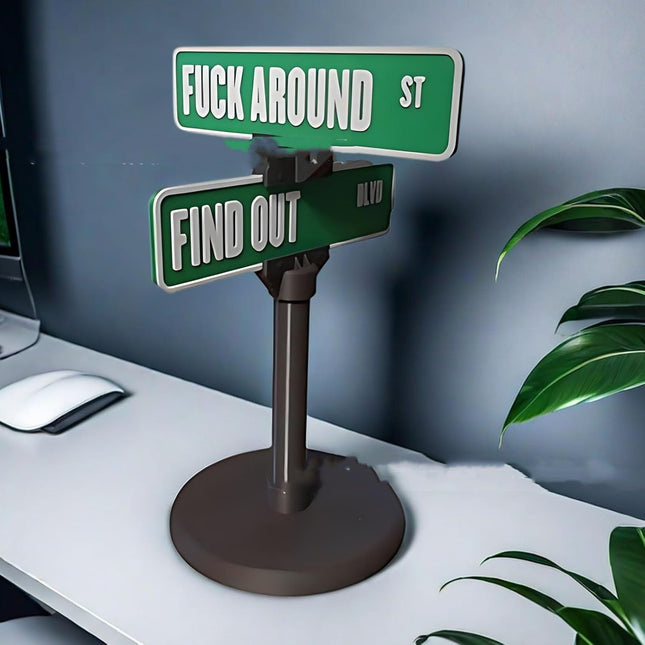 GamersCrate Street Sign Desk Decoration – PLA Tabletop Ornament - Gamers Crate