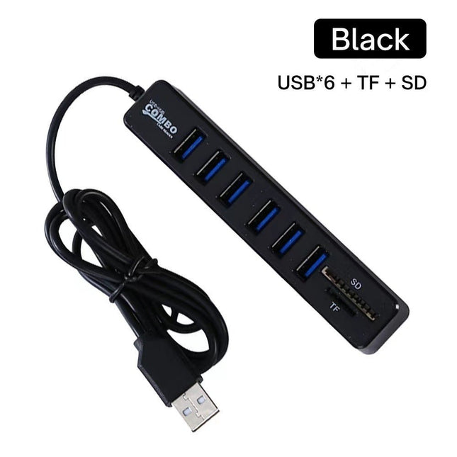 GamersCrate USB 2.0 Hub – 6 Port Multiport Data Transfer with SD/TF Card Reader - Gamers Crate