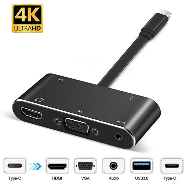 GamersCrate USB - C to HDMI VGA 5 - in - 1 Multiport Adapter – 4K PD Charging - Gamers Crate