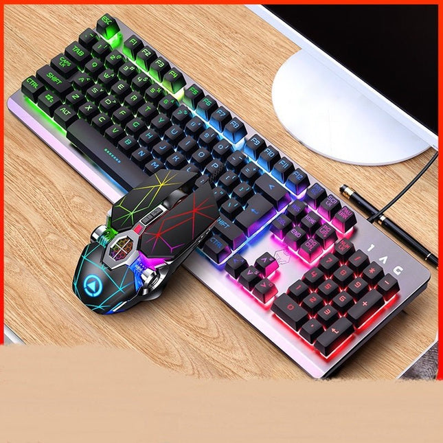 GamersCrate Wired Gaming Keyboard & Mouse Combo – Metallic Black RGB - Gamers Crate