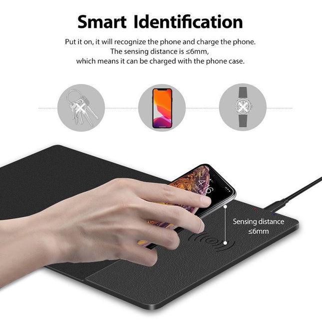GamersCrate Wireless Charging Mouse Pad – PU Leather Desk Mat - Gamers Crate