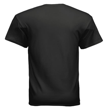 A black Gildan Ultra Cotton t-shirt is shown from the back.