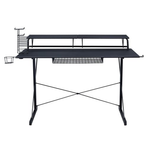 Techni Sport TS - 200 Carbon Gaming Desk with Shelving – Black - Gamers Crate