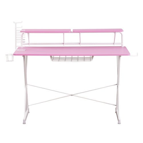 Techni Sport TS - 200 Carbon Gaming Desk with Shelving – Pink - Gamers Crate